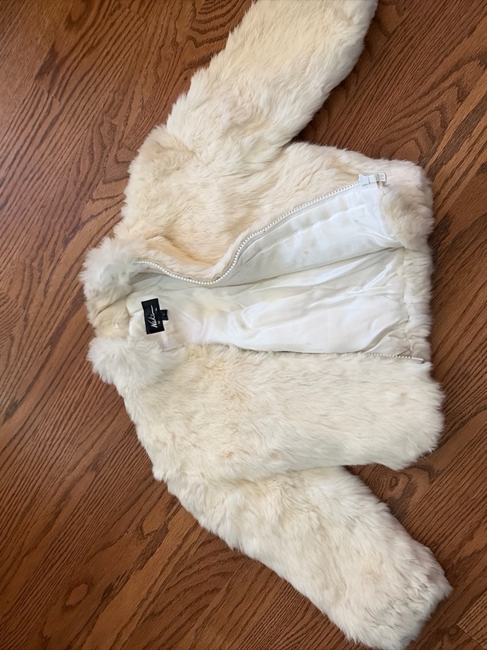 Violet Kids Cream Rabbit Fur Jacket